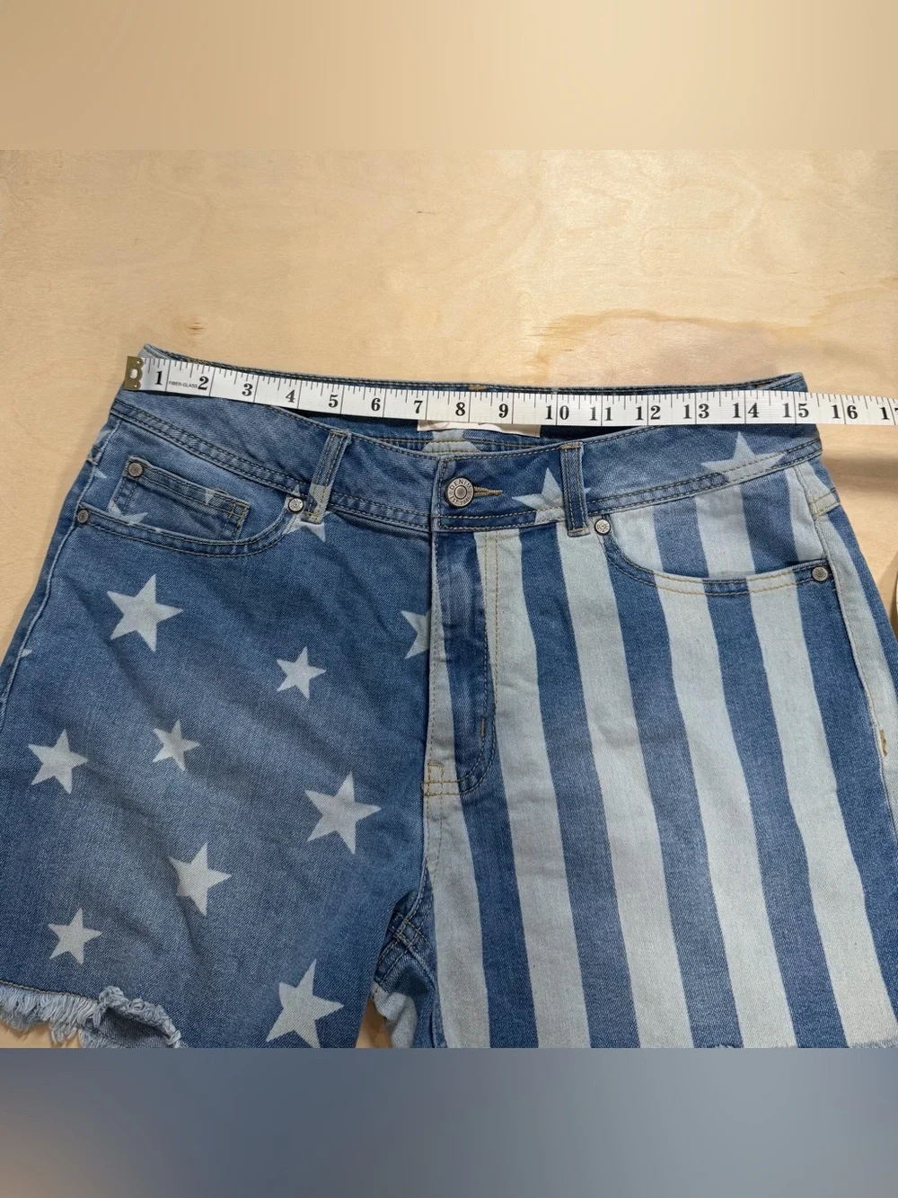 Est 1946 Denim American Flag Shorts Light Blue Denim Size 8